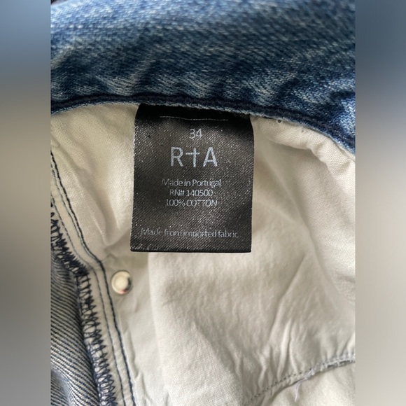 RtA 34W straight Blue Jeans 3M reflective knee rip racing stripe Denim - Picture 9 of 11